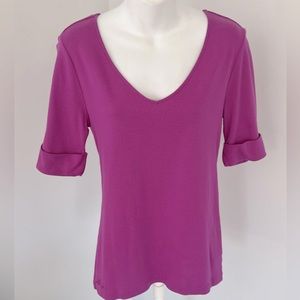 Lauren Ralph Lauren Short Sleeve V-Neck Cotton Top